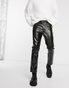 Узкие виниловые брюки от комплекта с крокодиловым принтом ASOS EDITION-Черный