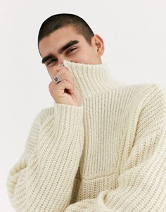 Белый oversize-джемпер в рубчик с молнией ASOS DESIGN