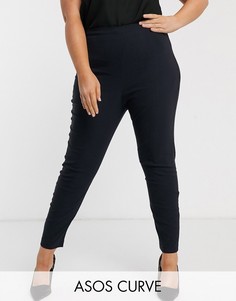 Брюки скинни с завышенной талией ASOS DESIGN Curve-Темно-синий
