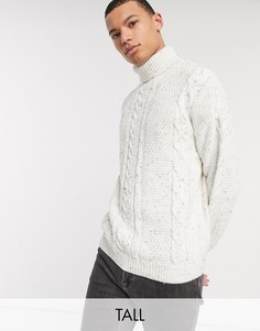 Белый свитер с узором \"косичка\" ASOS DESIGN Tall-Бежевый