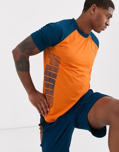 Оранжевая футболка с контрастными рукавами Puma Running-Оранжевый