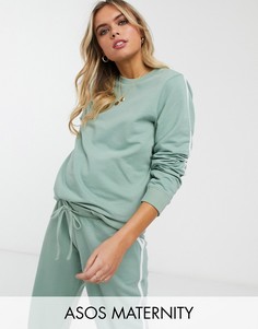 Спортивный костюм с джоггерами и свитшотом из органического хлопка ASOS DESIGN Maternity-Зеленый