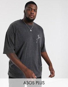 Oversize-футболка с логотипом \"dark future\" ASOS DESIGN Plus-Черный