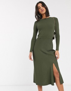 Трикотажное платье миди с длинными рукавами Ted Baker-Зеленый