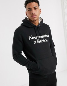 Худи черного цвета с логотипом Abercrombie & Fitch-Черный