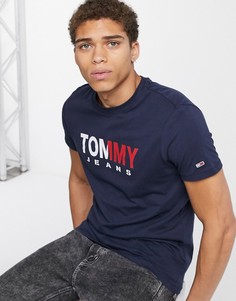 Темно-синяя футболка с логотипом Tommy Jeans-Темно-синий