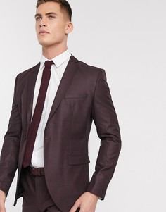 Бордовый приталенный пиджак в клетку Selected Homme-Красный