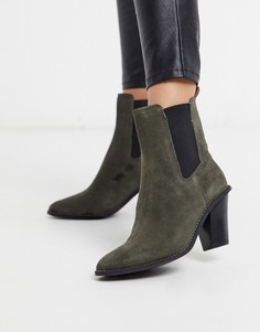 Ботинки в ковбойском стиле из искусственной замши цвета хаки River Island-Зеленый