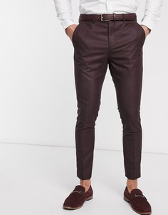 Бордовые брюки скинни в клетку Selected Homme-Красный