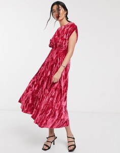 Бархатное платье миди ASOS WHITE-Розовый