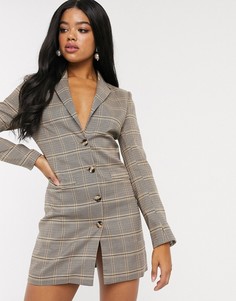 Платье-блейзер в клетку In The Style x Fashion Influx-Мульти