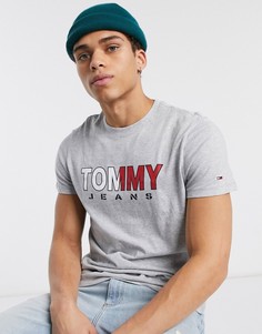 Серая меланжевая футболка с логотипом Tommy Jeans-Серый