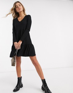 Черное свободное платье с длинными рукавами New Look-Черный