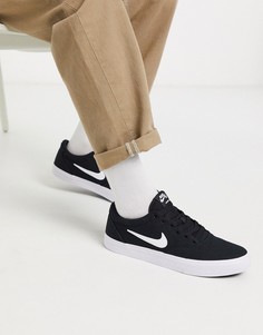 Черные кроссовки с белыми вставками Nike SB Charge-Черный