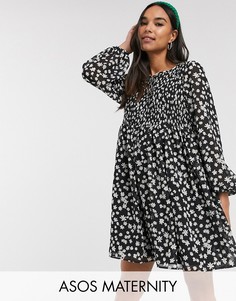 Свободное платье мини с цветочным принтом ASOS DESIGN Maternity-Мульти