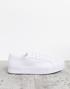 Белые кроссовки на плоской платформе Lacoste-Белый