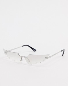 Модные солнцезащитные очки в форме крылышек ангела ASOS DESIGN-Серебряный