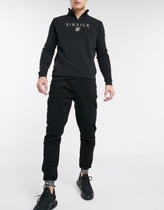 Брюки карго с манжетами и лентой SikSilk-Черный