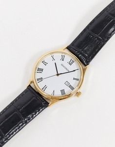Черные часы с кожаным ремешком Sekonda-Черный