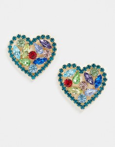Серьги в форме сердечек с кристаллами Swarovski Krystal London-Мульти