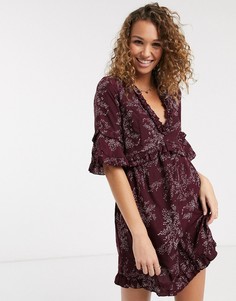 Свободное платье с принтом и оборками Parisian-Красный