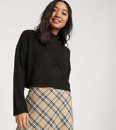 Короткий джемпер с высоким воротом Brave Soul Petite adda-Черный