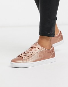 Кроссовки цвета розовый металлик на шнуровке Lacoste