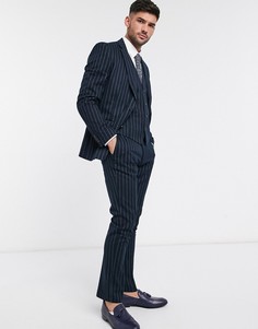 Узкие фланелевые брюки в полоску French Connection-Темно-синий