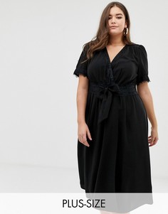 Платье миди с запахом и поясом Fashion Union Plus-Черный