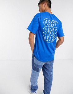 Синяя футболка с принтом Obey Jumbled Eyes-Синий
