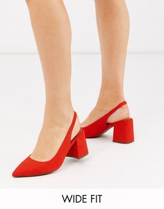 Красные туфли на каблуке с ремешком на пятке ASOS DESIGN-Красный