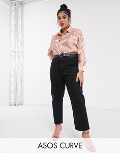 Черные узкие джинсы стретч с завышенной талией и прямыми штанинами ASOS DESIGN Curve-Черный