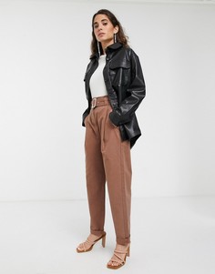 Брюки с поясом и отворотами ASOS WHITE-Темно-синий