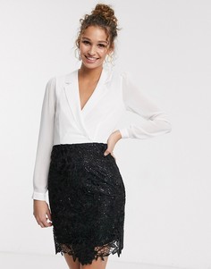 Черно-белое платье мини 2-в-1 Paper Dolls-Мульти