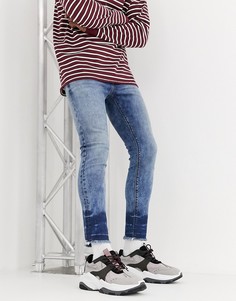 Короткие супероблегающие джинсы с необработанной кромкой ASOS DESIGN-Синий