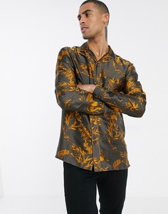 Рубашка с цветочным принтом ASOS DESIGN-Коричневый