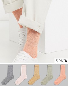 5 пар спортивных носков пастельных оттенков ASOS DESIGN-Мульти