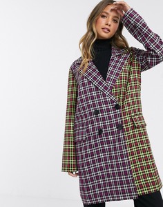 Пальто в клетку ASOS DESIGN-Мульти