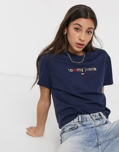 Темно-синяя футболка с логотипом Tommy Jeans-Темно-синий