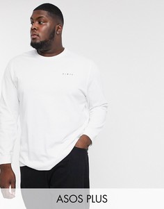 Свободный лонгслив с логотипом ASOS WHITE PLUS-Белый