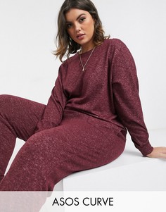Мягкий свитшот от комплекта с длинными рукавами ASOS DESIGN Curve-Коричневый