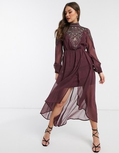 Платье миди с отделкой ASOS DESIGN-Красный