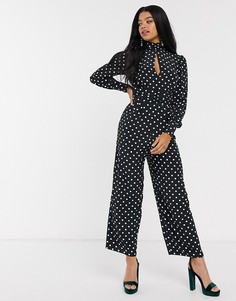Комбинезон в горошек с присборенной талией ASOS DESIGN-Мульти