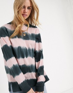 Свободный лонгслив в полоску с принтом тай-дай ASOS DESIGN-Мульти