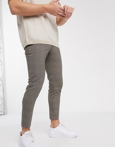 Коричневые брюки в клетку Celio-Коричневый