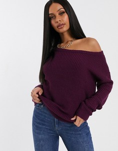 Фиолетовый свитер с открытыми плечами Missguided