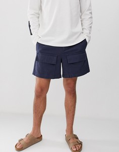 Темно-синие парусиновые шорты ASOS WHITE-Темно-синий