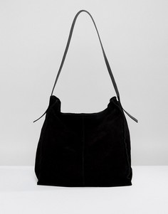 Замшевая сумка на плечо ASOS DESIGN-Черный