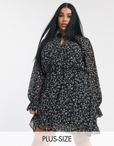Свободное платье с цветочным принтом и завязками Missguided Plus-Мульти