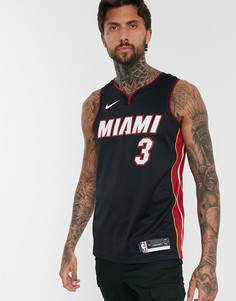 Черная майка с символикой команды Miami Heat и надписью \"Dwayne Wade\" Nike Basketball-Черный